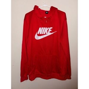 Handmade Nike inspired Red Hoodie Sweatshirt unisex Large Classic Logo Pullover